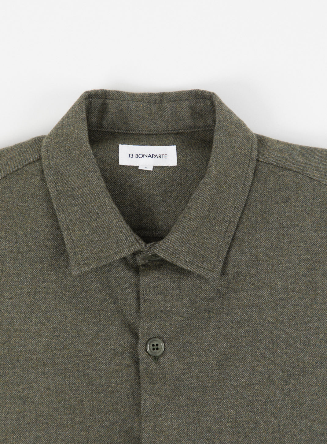 Overshirt with Slit Pocket in Olive Cotton Flannel