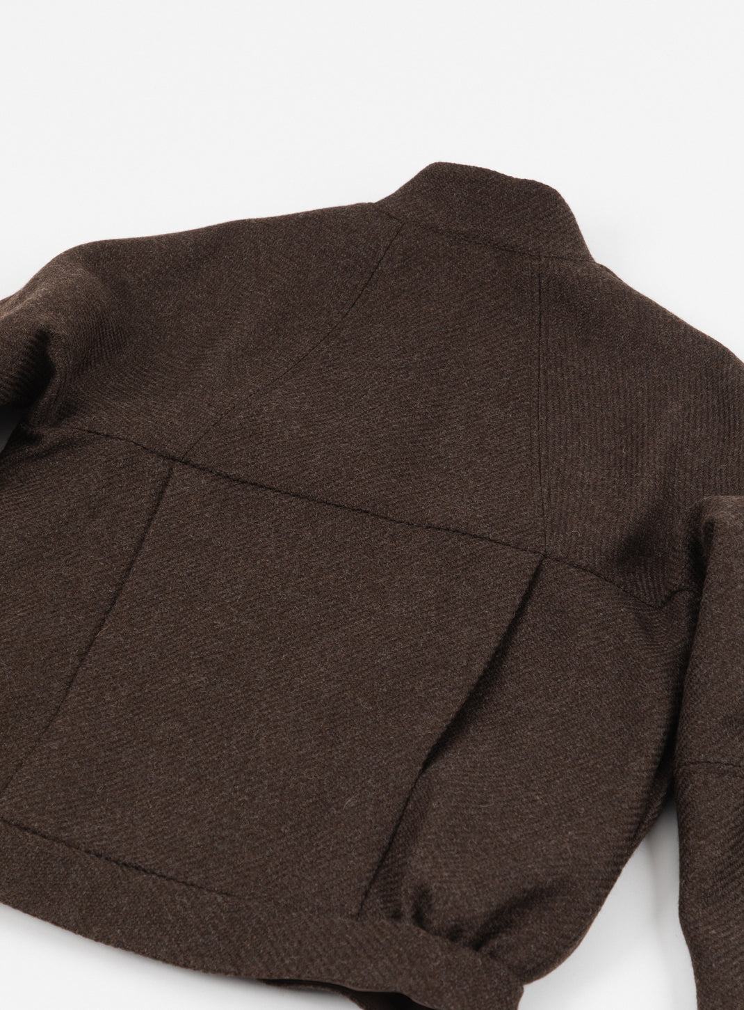 Bomber Jacket with Origami Collar in Chocolate 100% Italian Wool