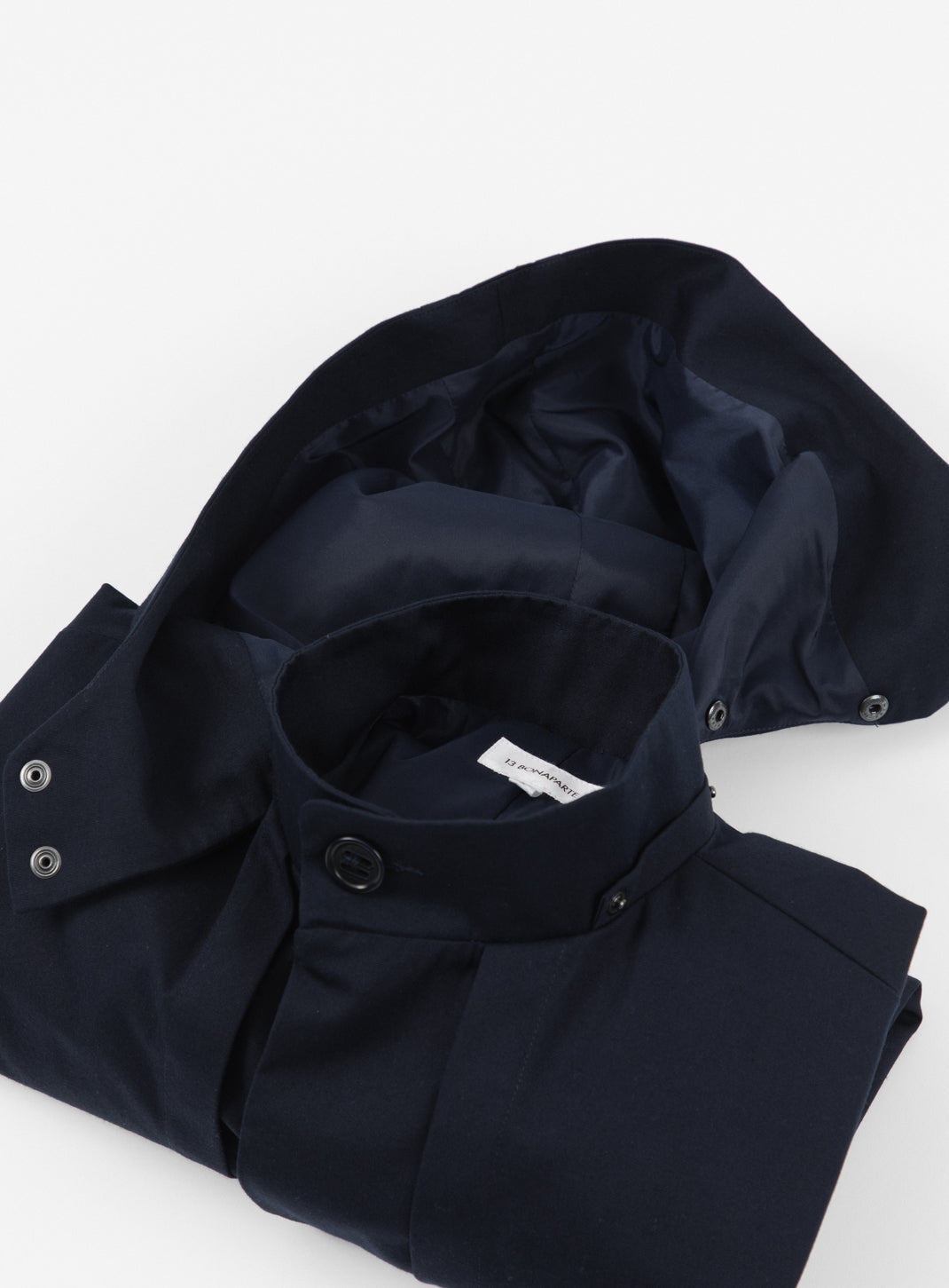 Multi Pockets Flapped Parka in Navy Blue Teflon