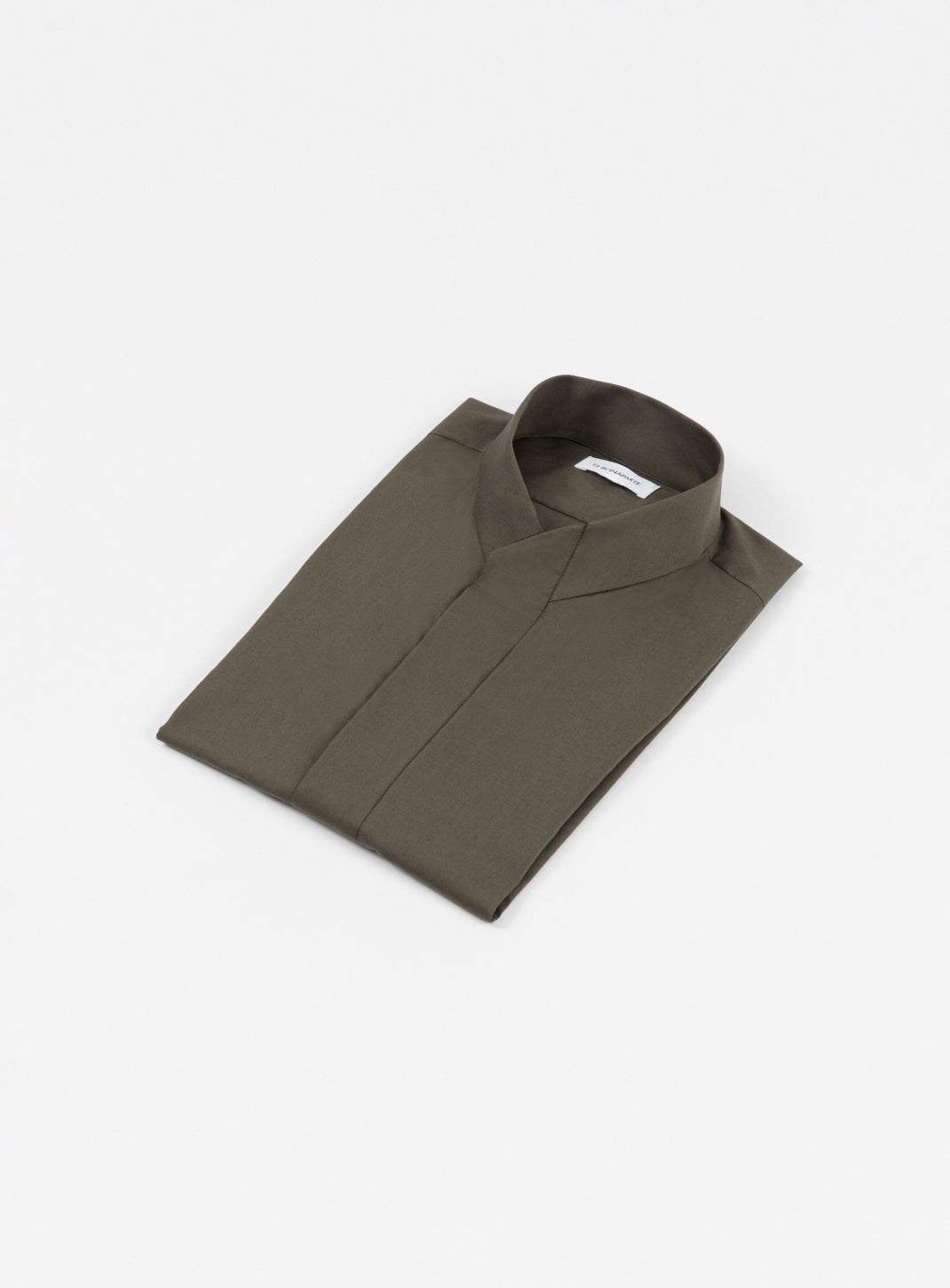 Chemise à Col Origami en Popeline Olive