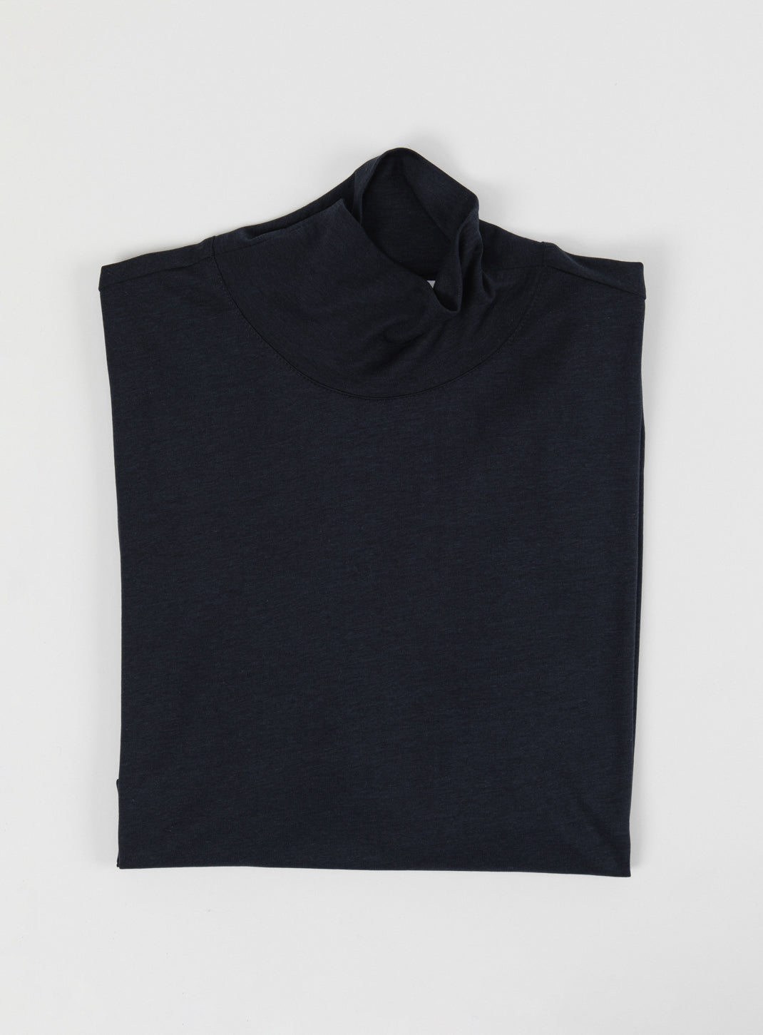 Sous-Pull à Col Cheminée en Eucalyptus & Coton Bleu Marine