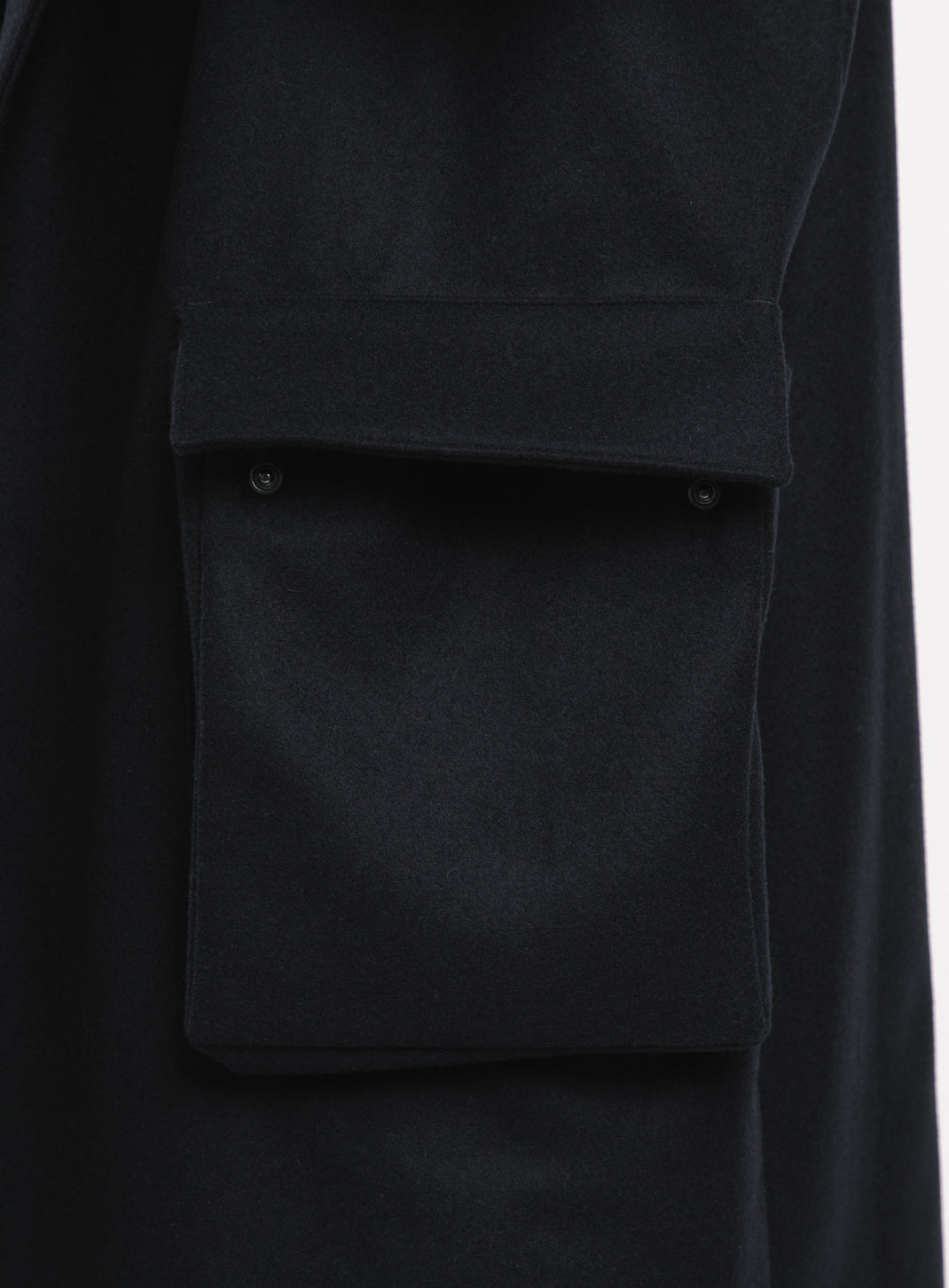 Coat with Puffed Pockets in Navy Blue Italian Wool
