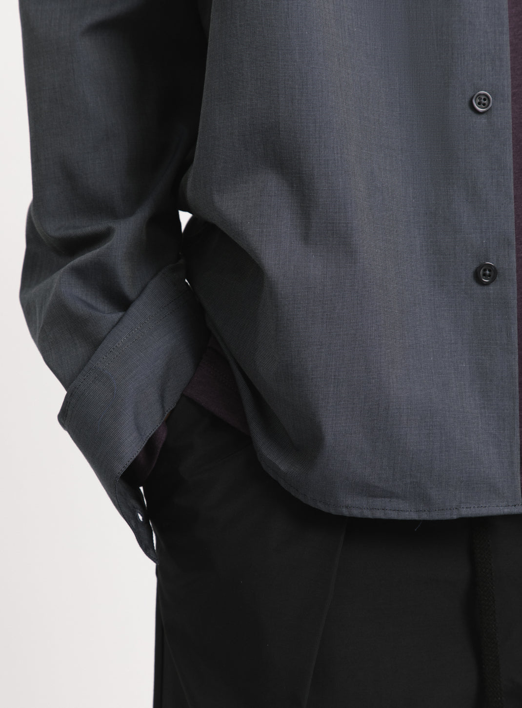 False Collar Shirt in Slate End-on-End