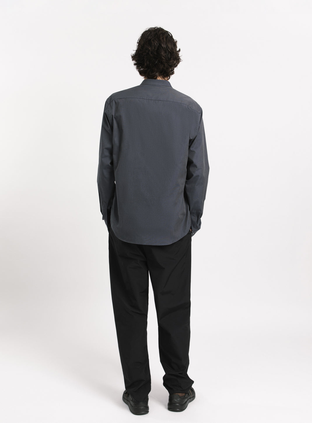 False Collar Shirt in Slate End-on-End