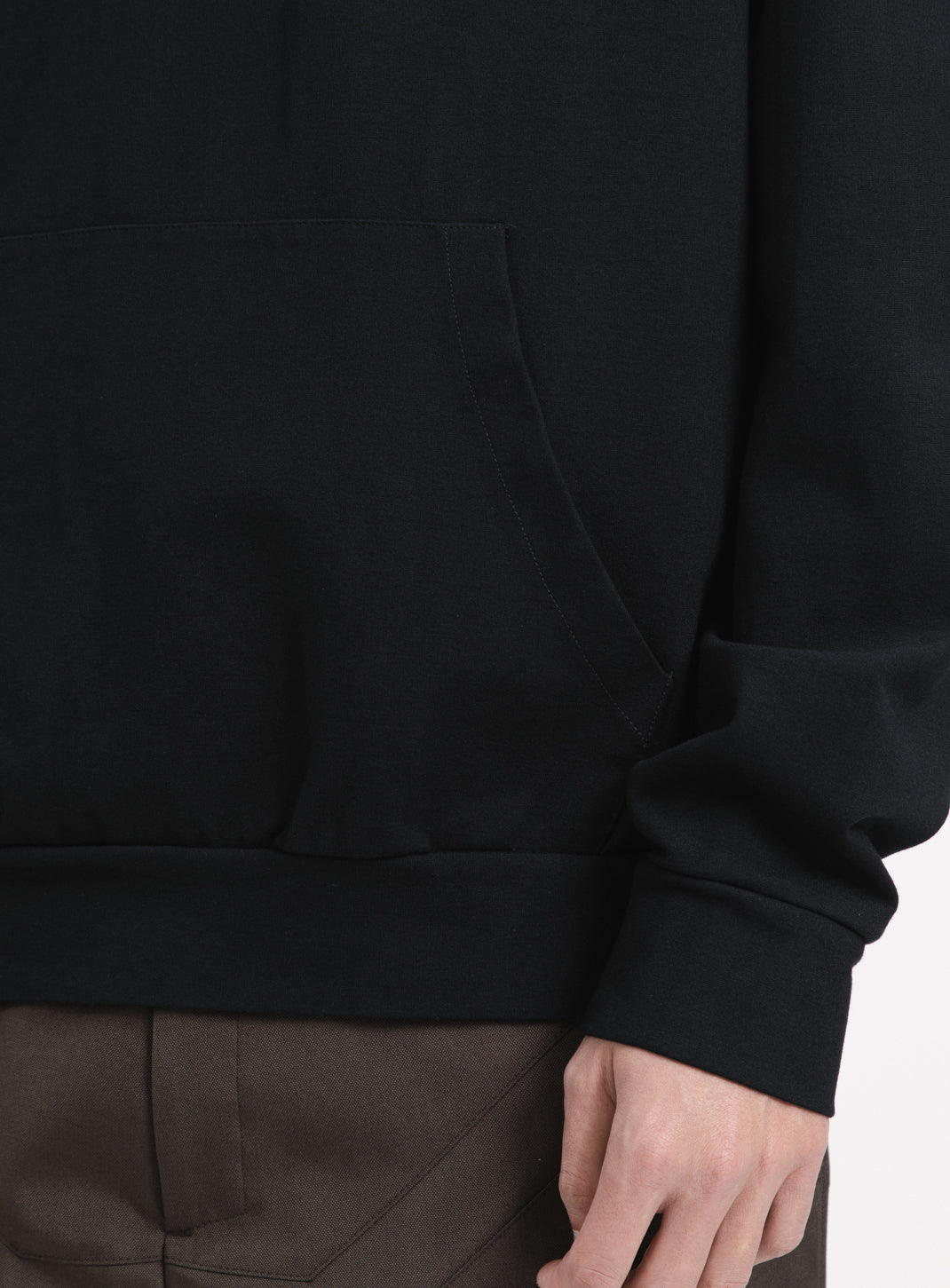 Hooded Sweatshirt with 2 Buttons in Navy Blue Technical Knit