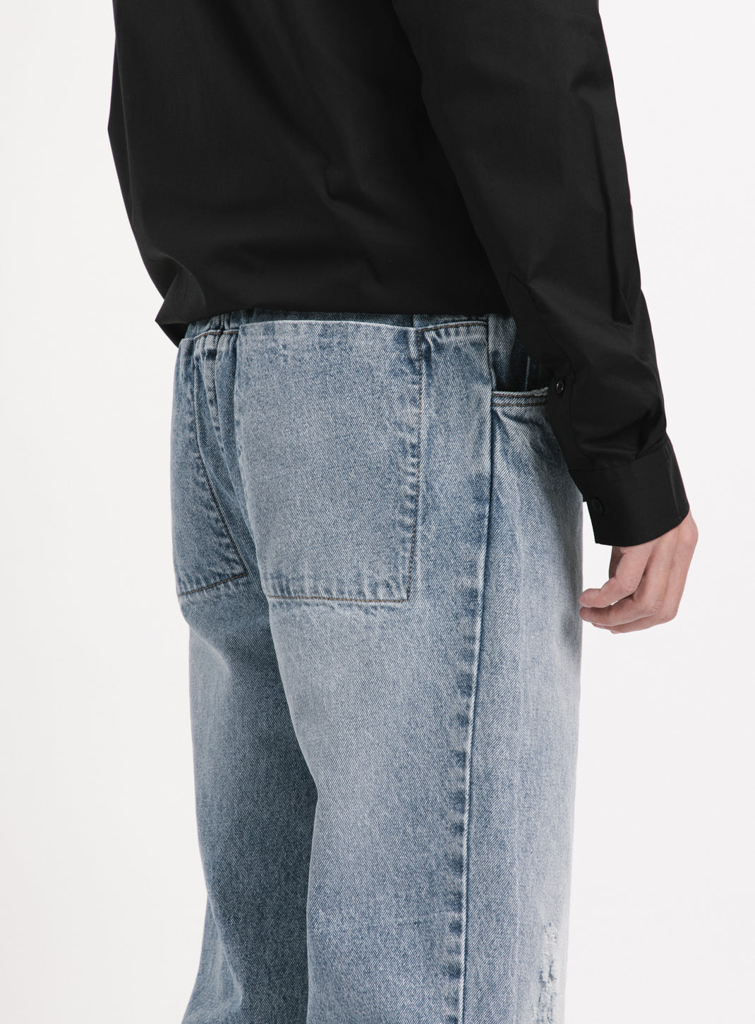 Elastic 5 Pockets Pants in Used Blue Denim