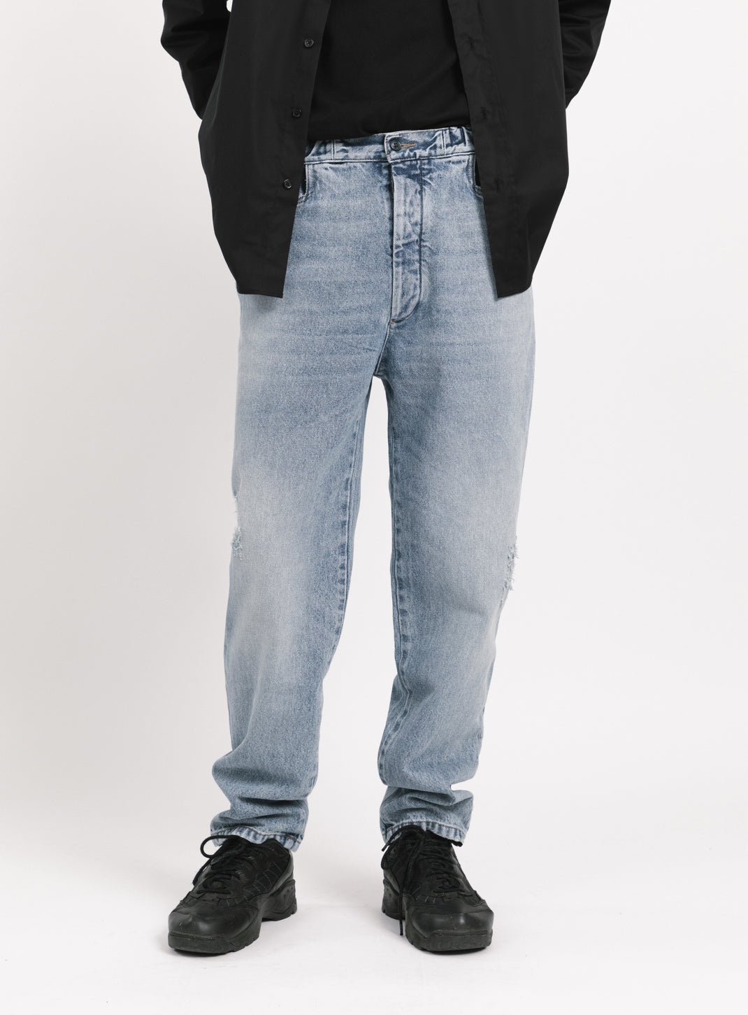 Elastic 5 Pockets Pants in Used Blue Denim