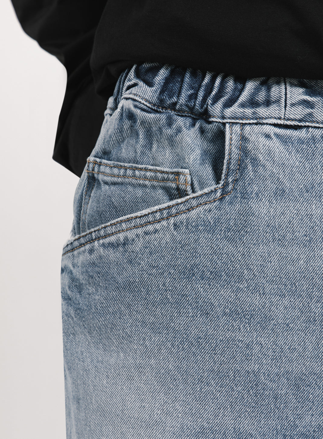 Elastic 5 Pockets Pants in Used Blue Denim