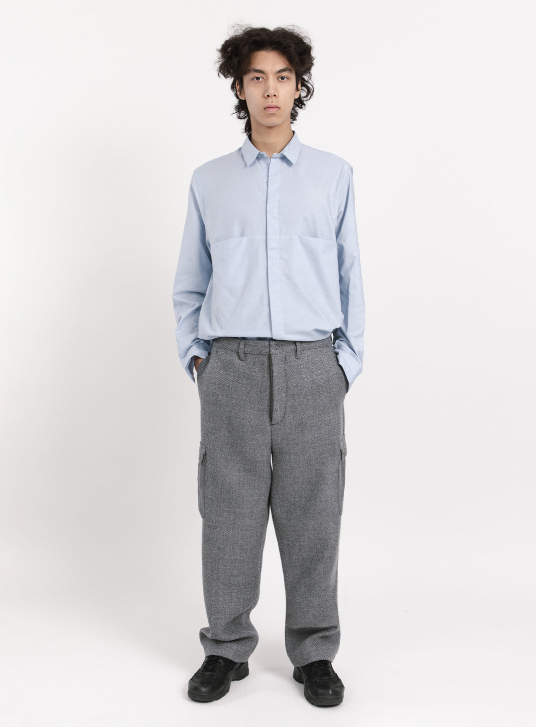 Cargo Pants in Light Grey 100% Italian Wool