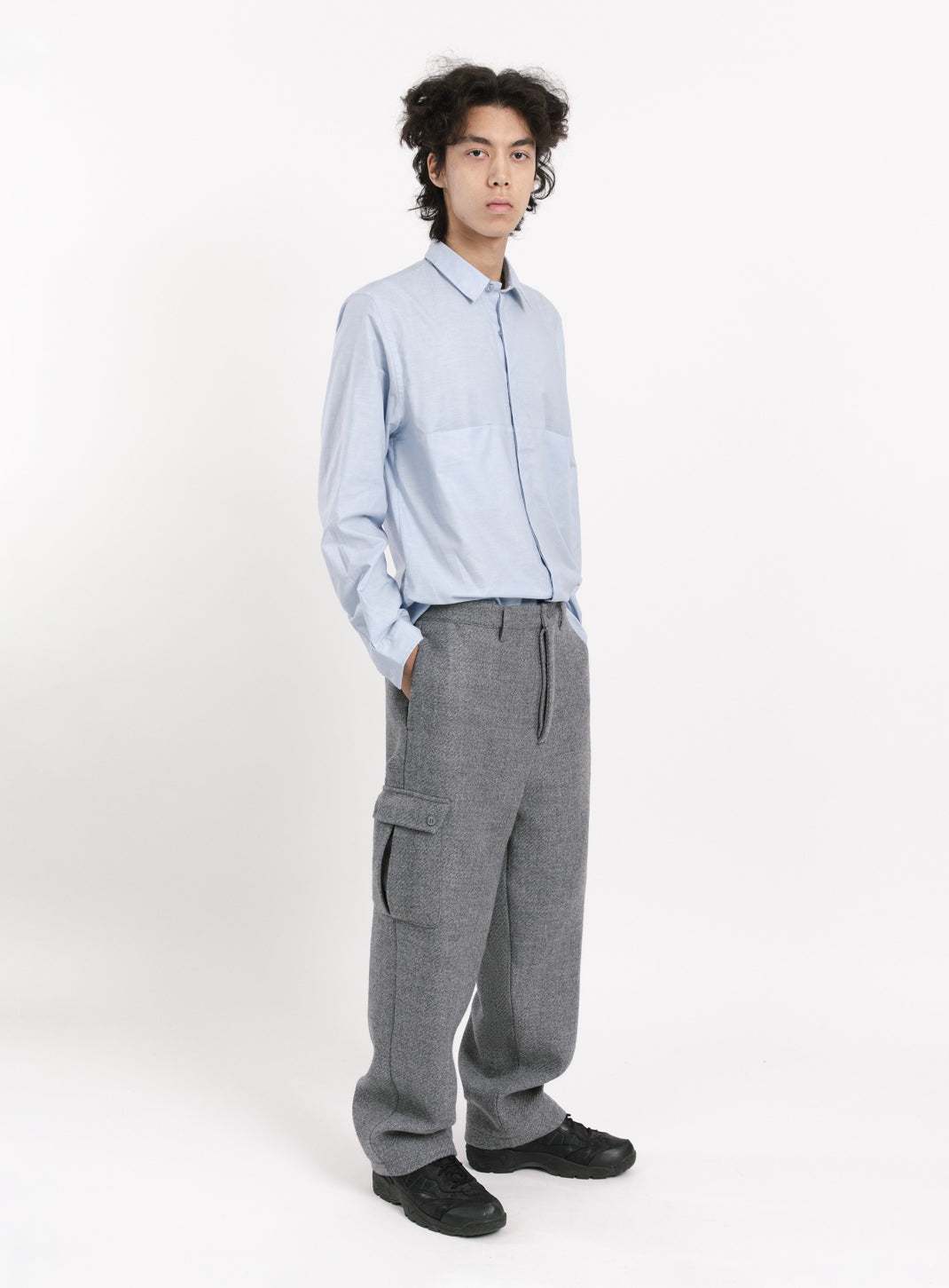 Cargo Pants in Light Grey 100% Italian Wool