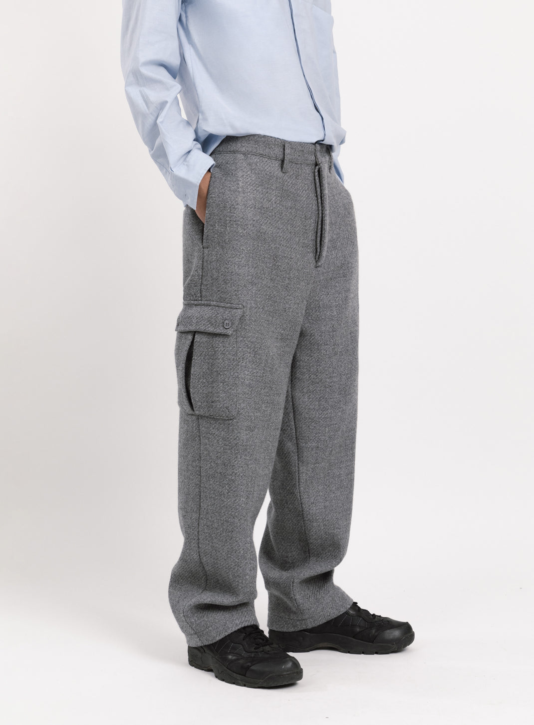 Cargo Pants in Light Grey 100% Italian Wool
