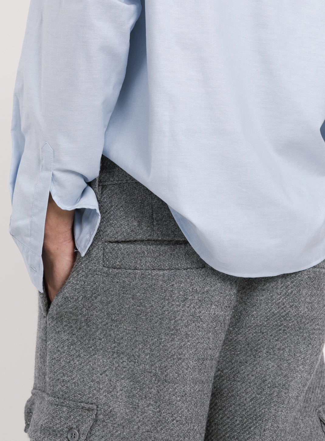 Cargo Pants in Light Grey 100% Italian Wool