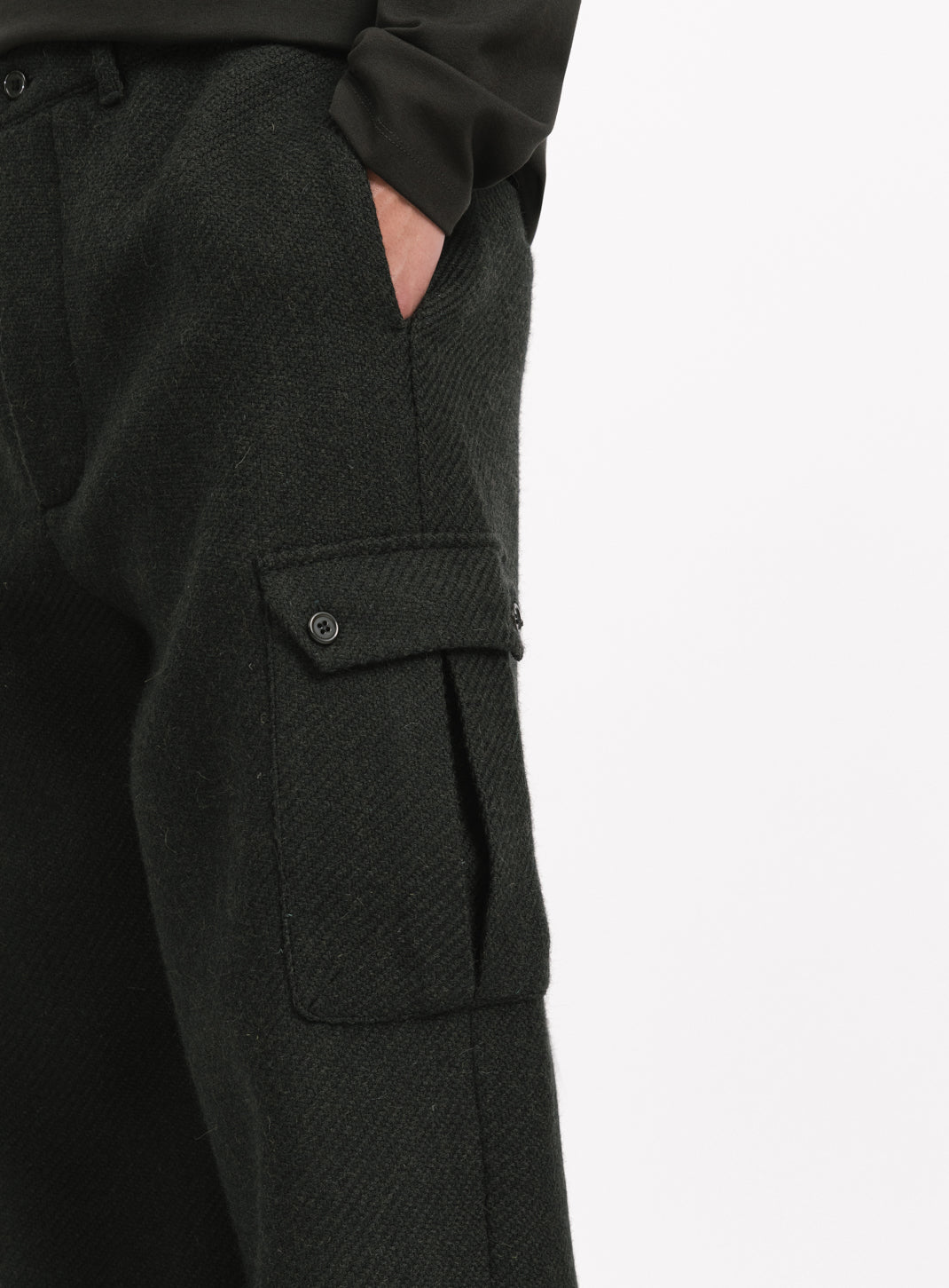 Cargo Pants in Dark Olive 100% Italian Wool