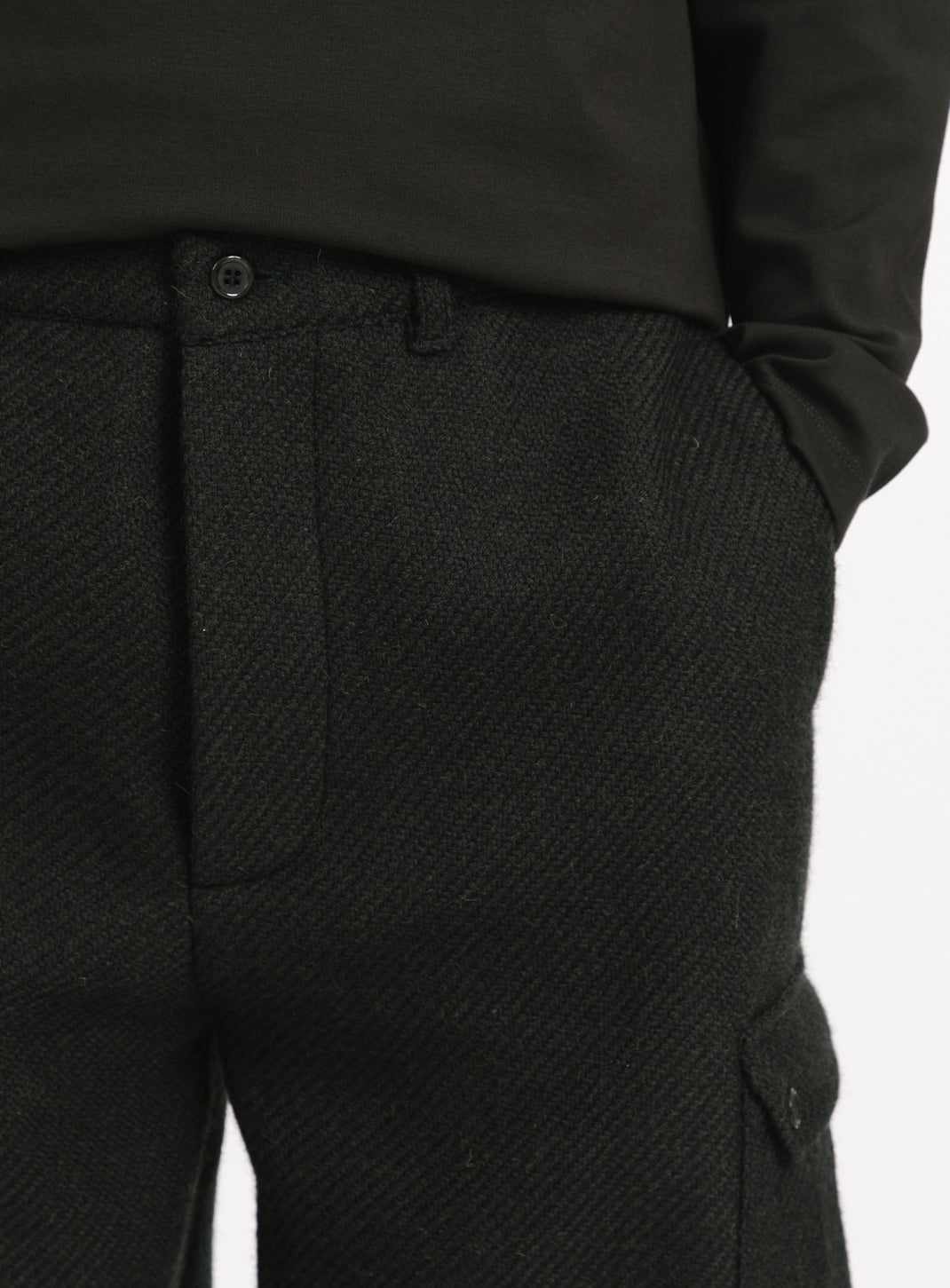 Cargo Pants in Dark Olive 100% Italian Wool