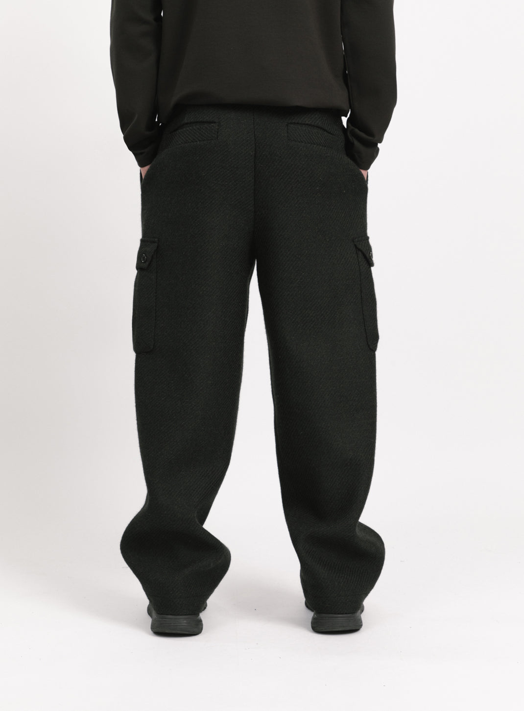 Cargo Pants in Dark Olive 100% Italian Wool