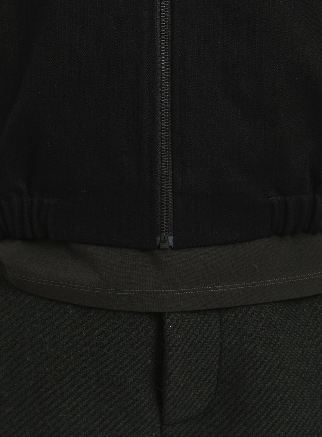Murano Collar Bomber Jacket in Black Weaved Denim