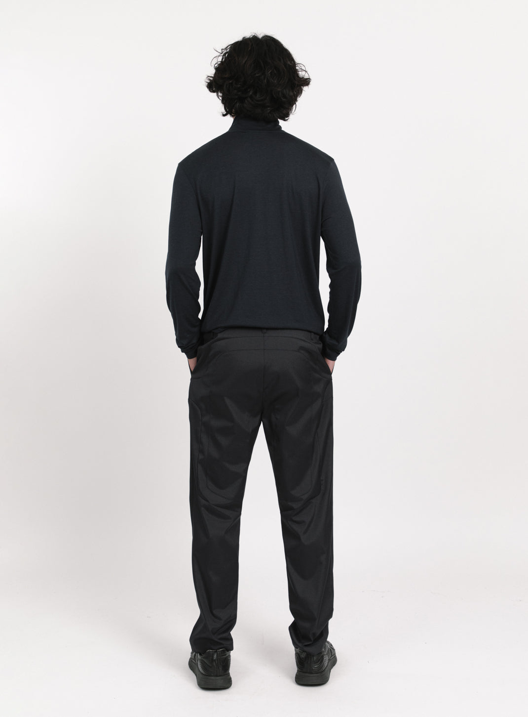 Funnel Neck Undershirt in Navy Blue Eucalyptus & Cotton