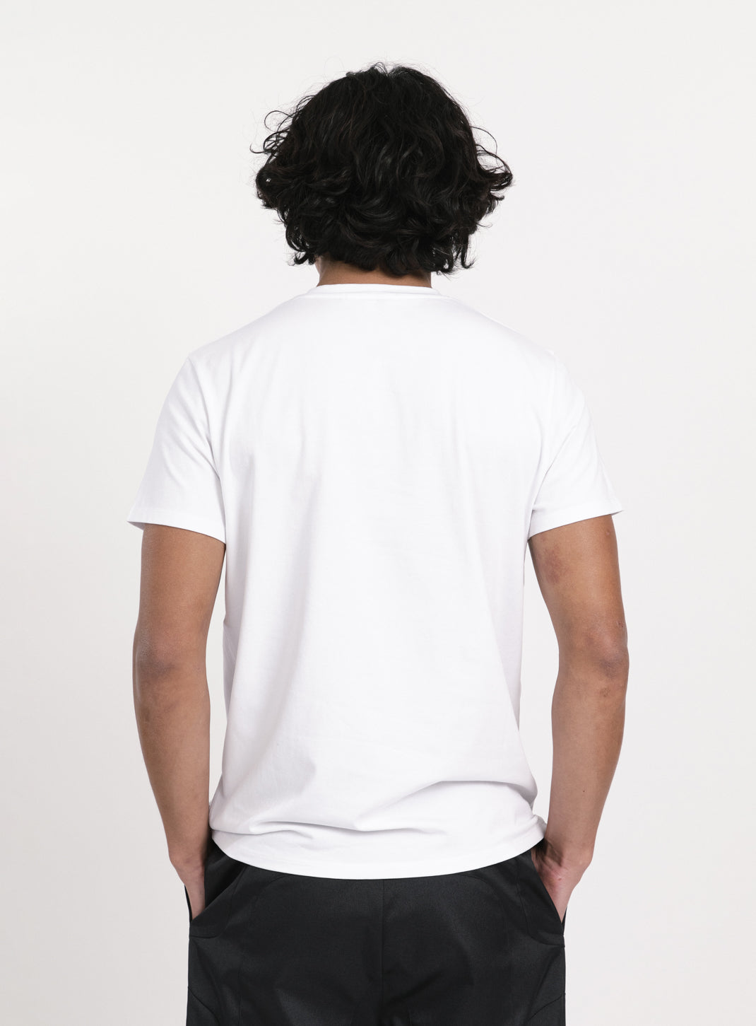 Short Sleeve T-Shirt in White Cotton & Elastane