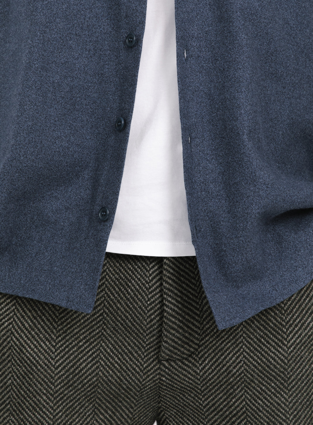 Overshirt with Slit Pocket in Heather Blue Cotton Flannel