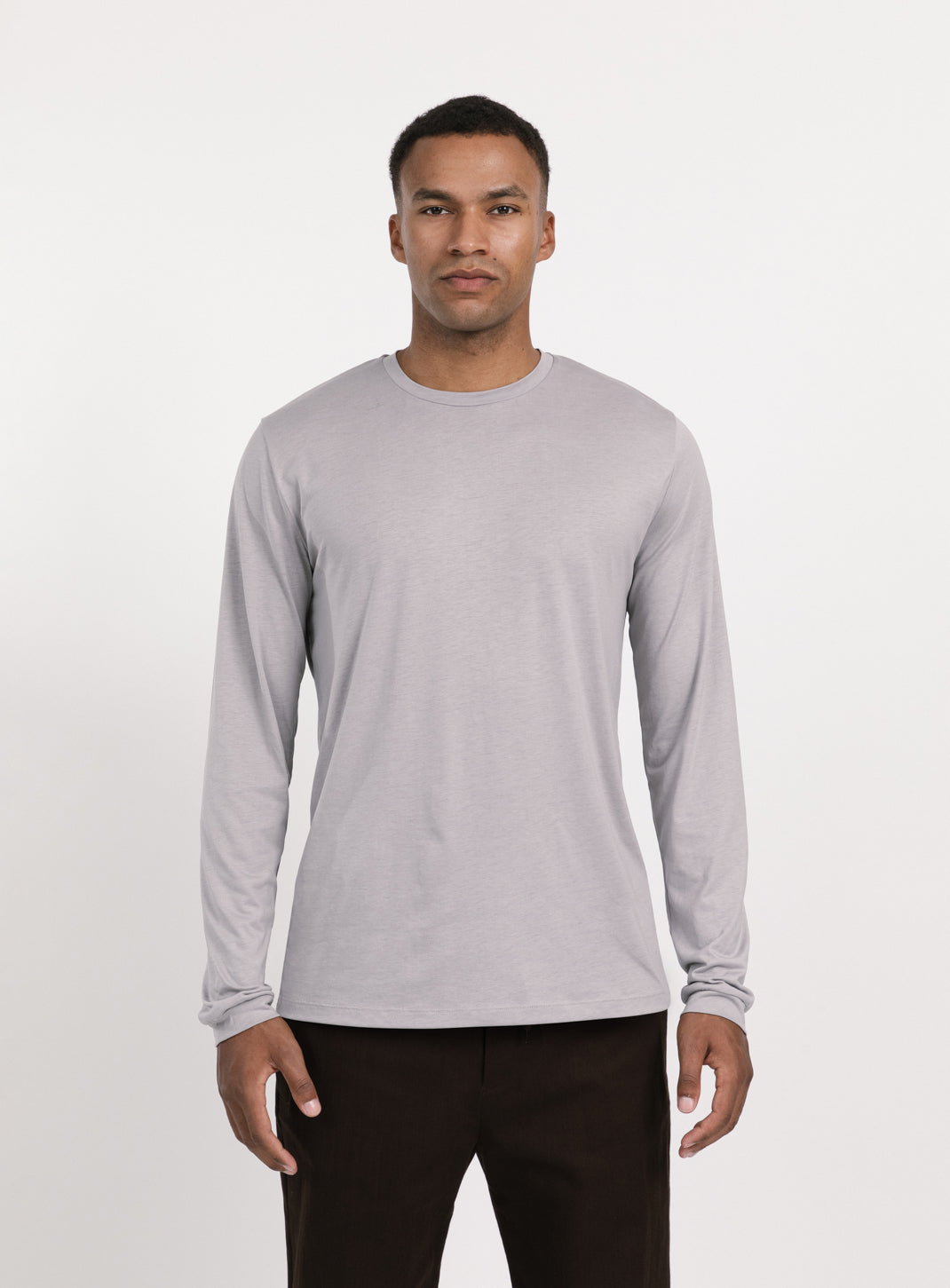 Long Sleeve T-Shirt in Pearl Grey Eucalyptus & Cotton
