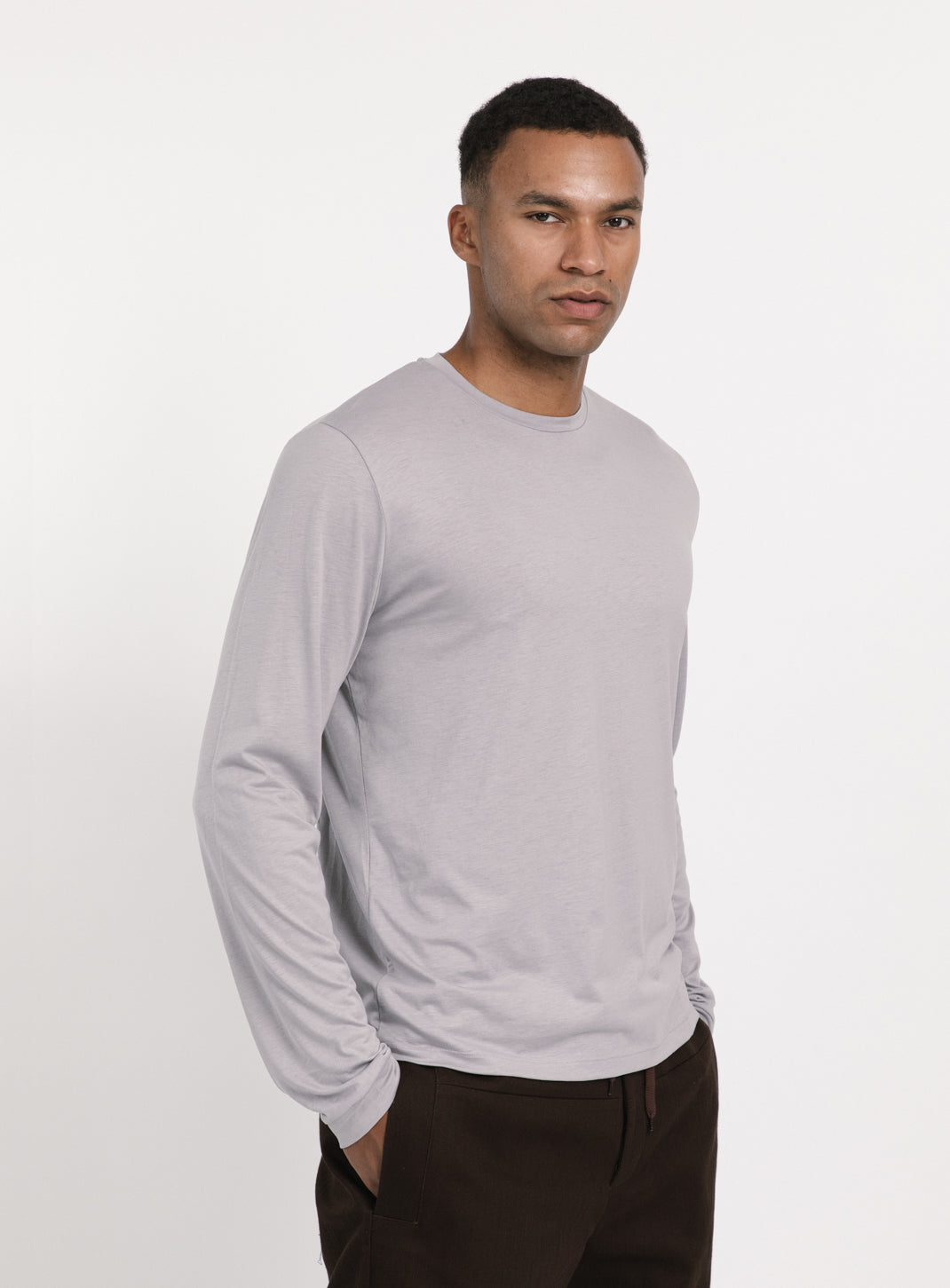 Long Sleeve T-Shirt in Pearl Grey Eucalyptus & Cotton