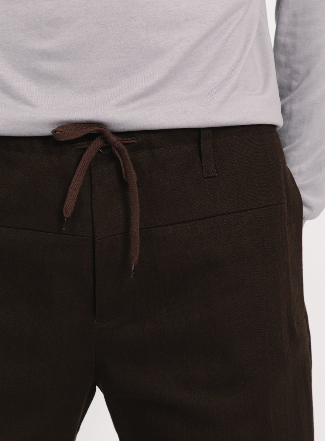 Combat Pants with Laces in Chocolate Weaved Denim