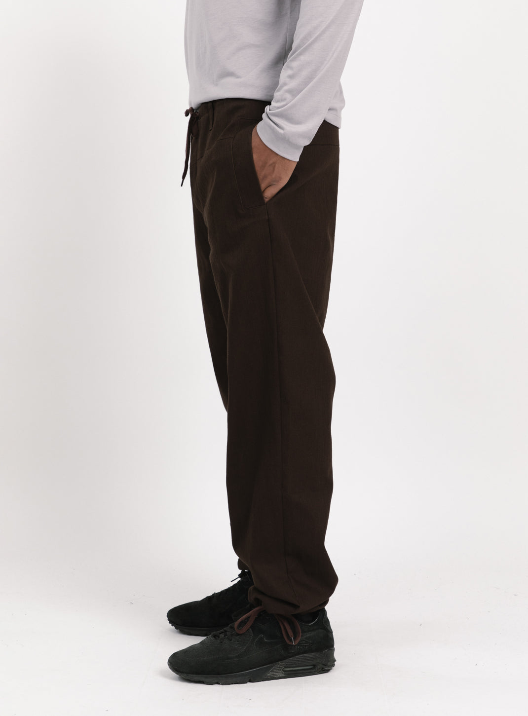 Combat Pants with Laces in Chocolate Weaved Denim