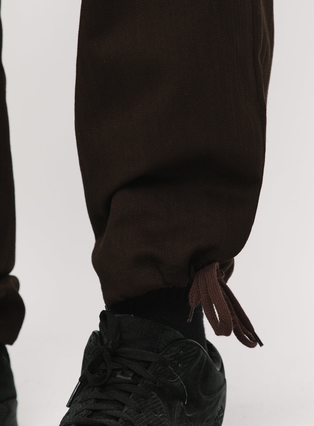 Combat Pants with Laces in Chocolate Weaved Denim