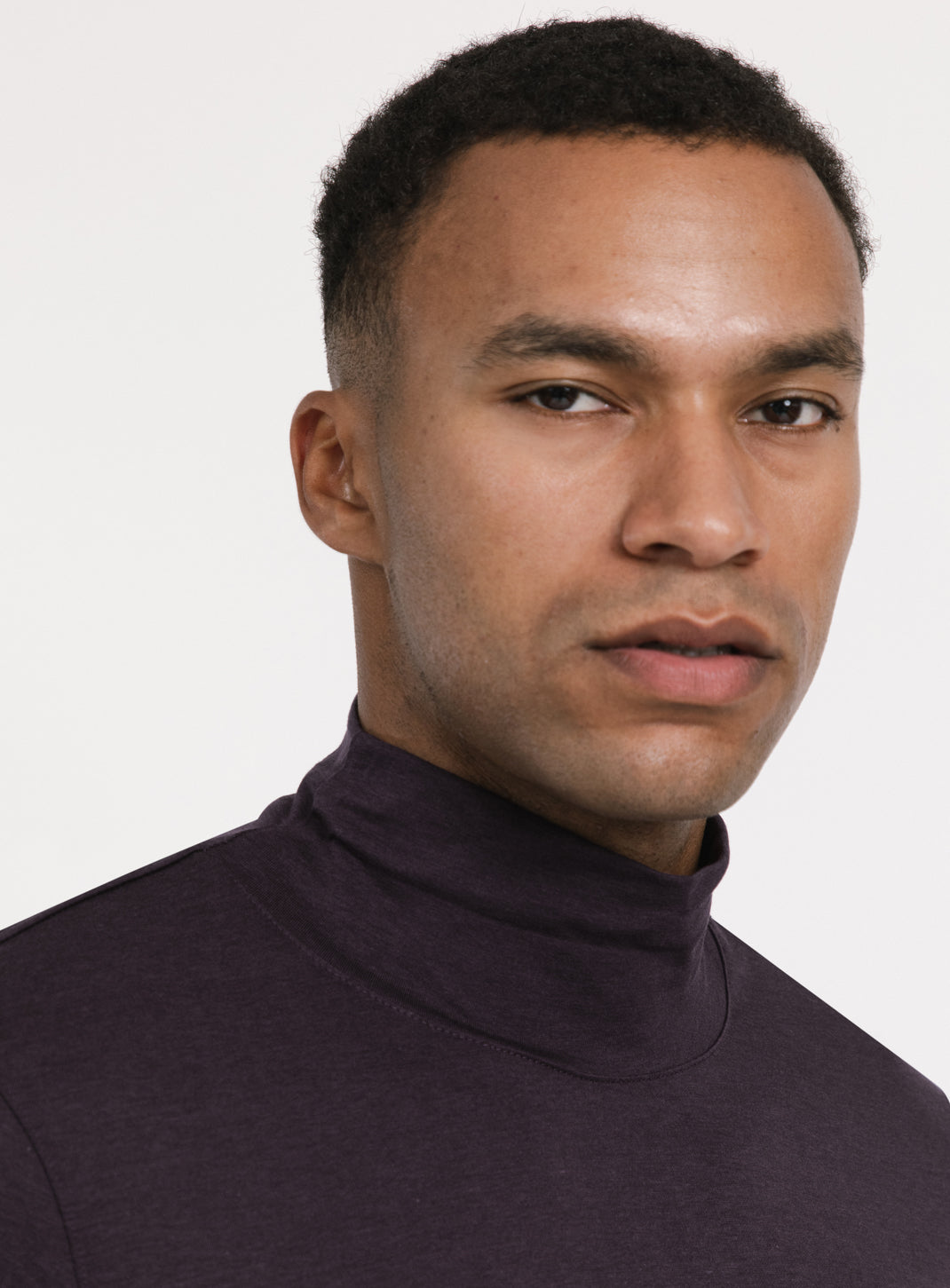Funnel Neck Undershirt in Egglpant Eucalyptus & Cotton
