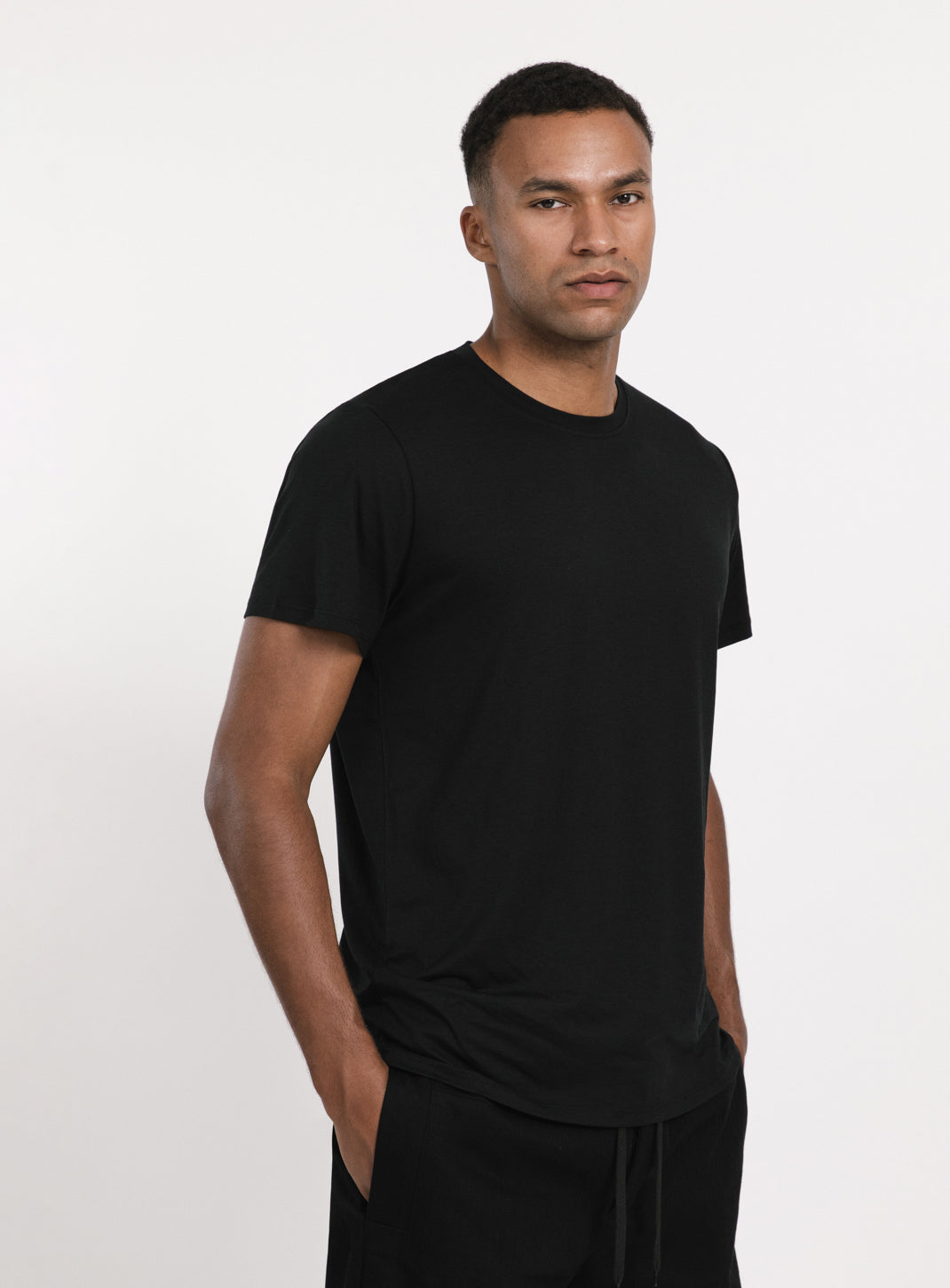 Short Sleeve T-Shirt in Black Eucalyptus & Cotton