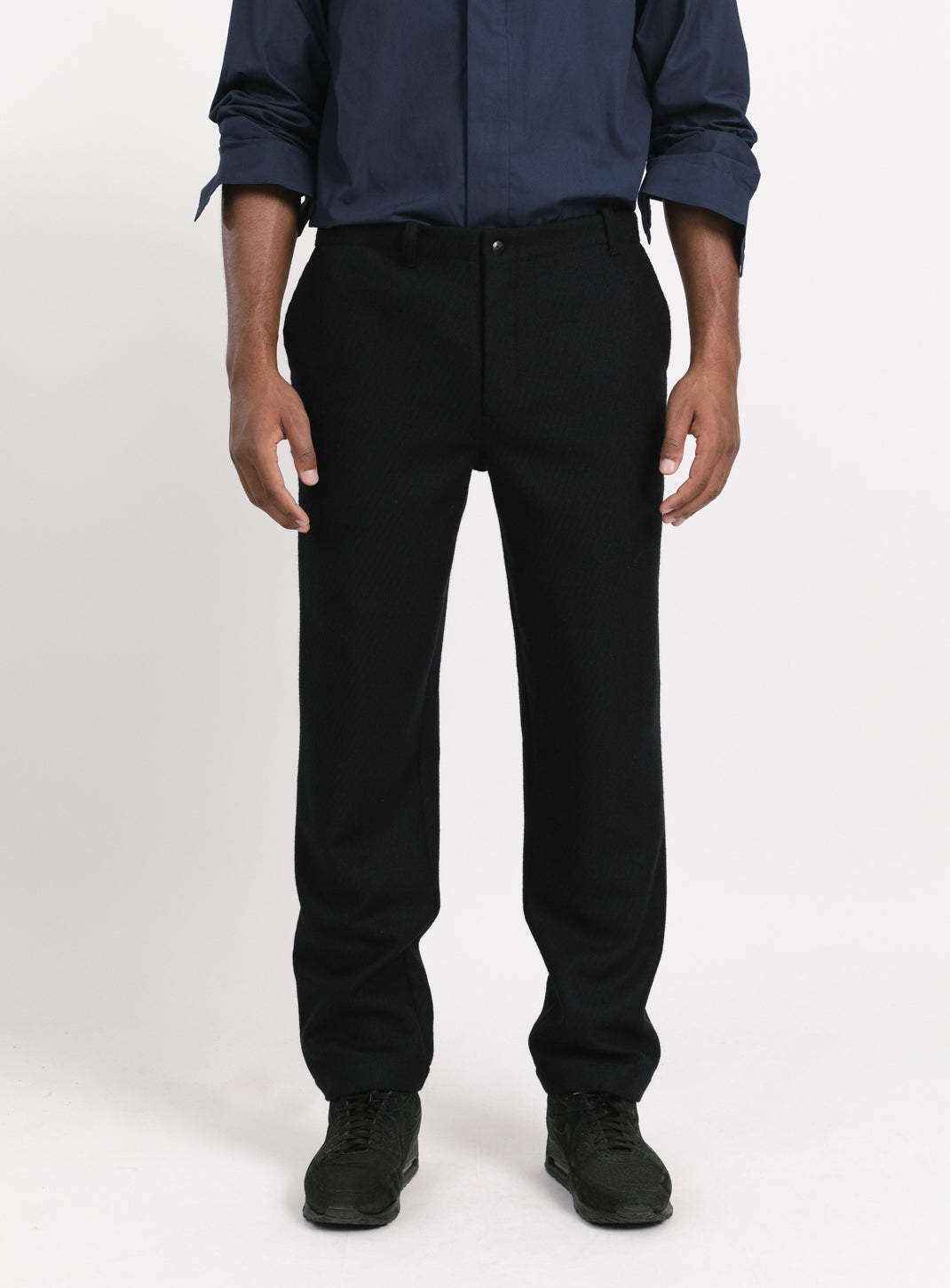 Pants with Italian Pockets in Navy Blue Wool & Cashmere
