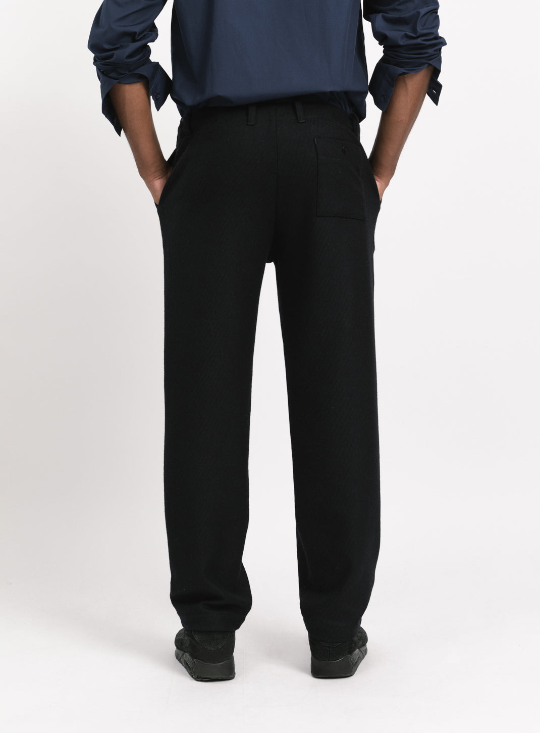 Pants with Italian Pockets in Navy Blue Wool & Cashmere