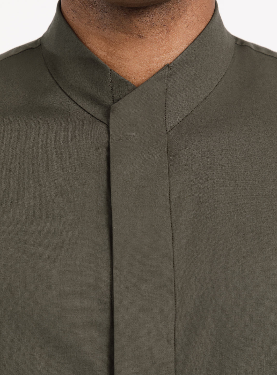 Origami Collar Shirt in Olive Poplin