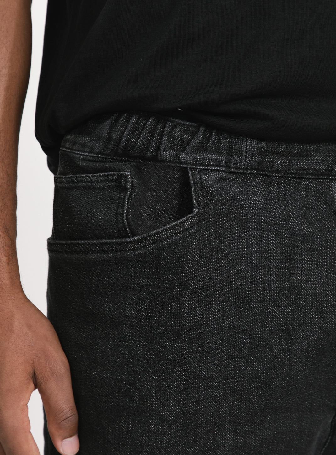 Elastic 5 Pockets Pants in Grey Denim