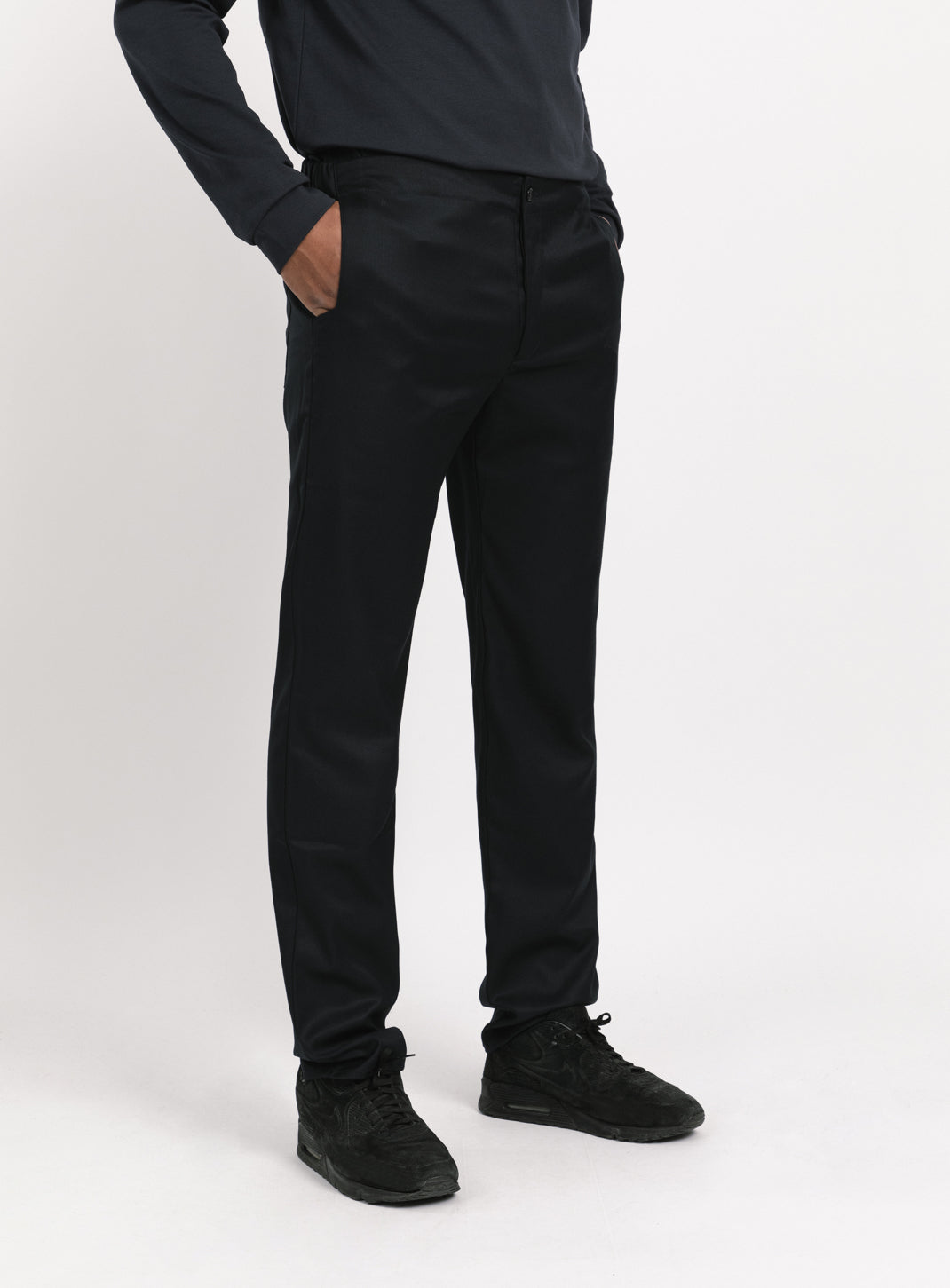 Pants with Notched Pockets in Navy Blue Serge