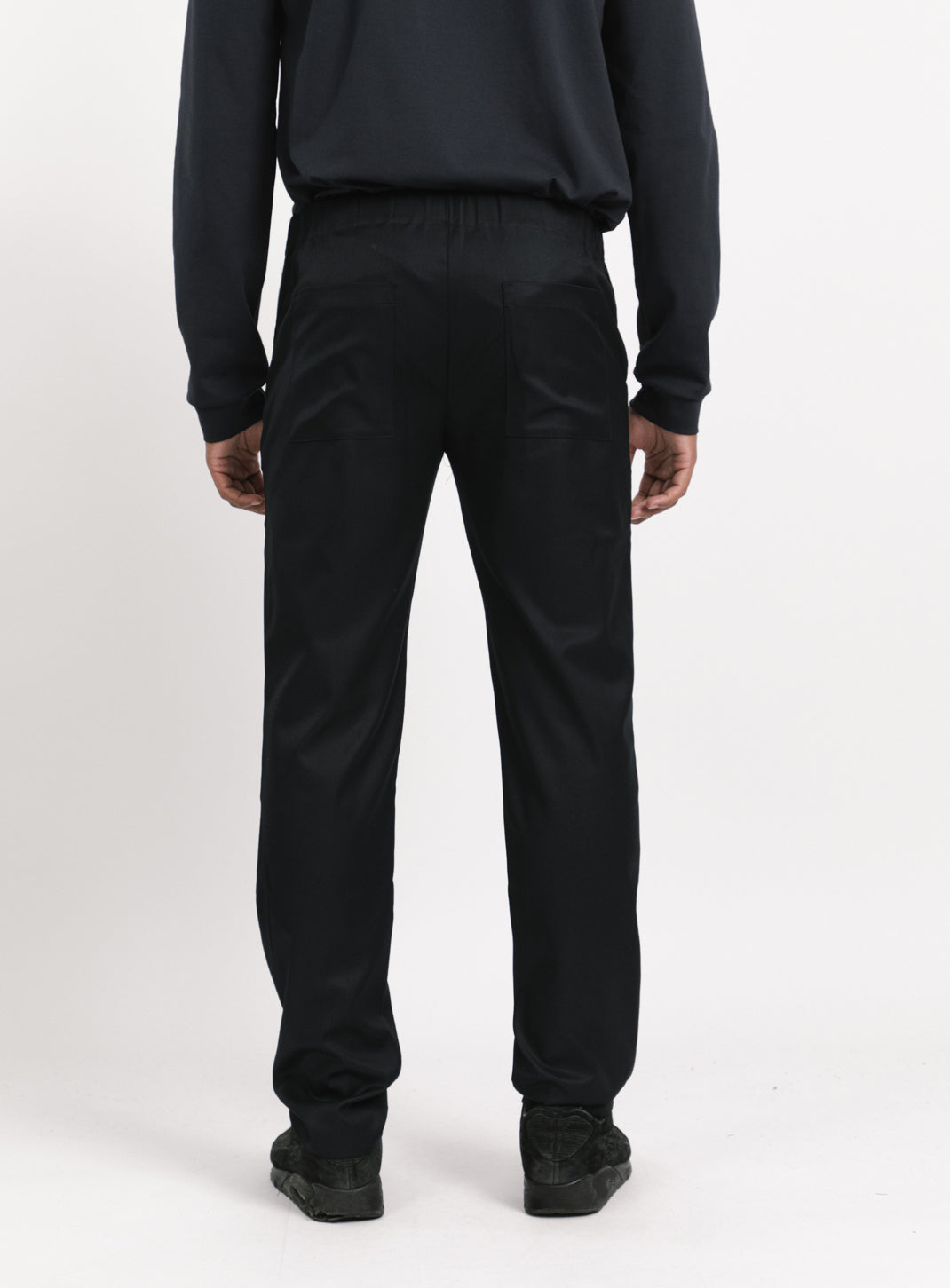 Pants with Notched Pockets in Navy Blue Serge