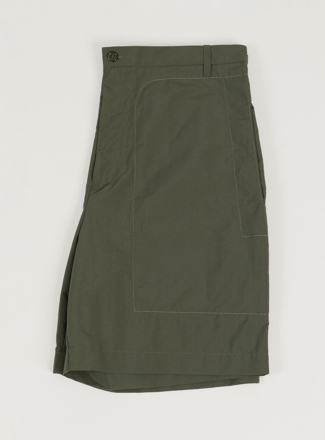 Stitched Bermuda Shorts in Olive Technical Poplin