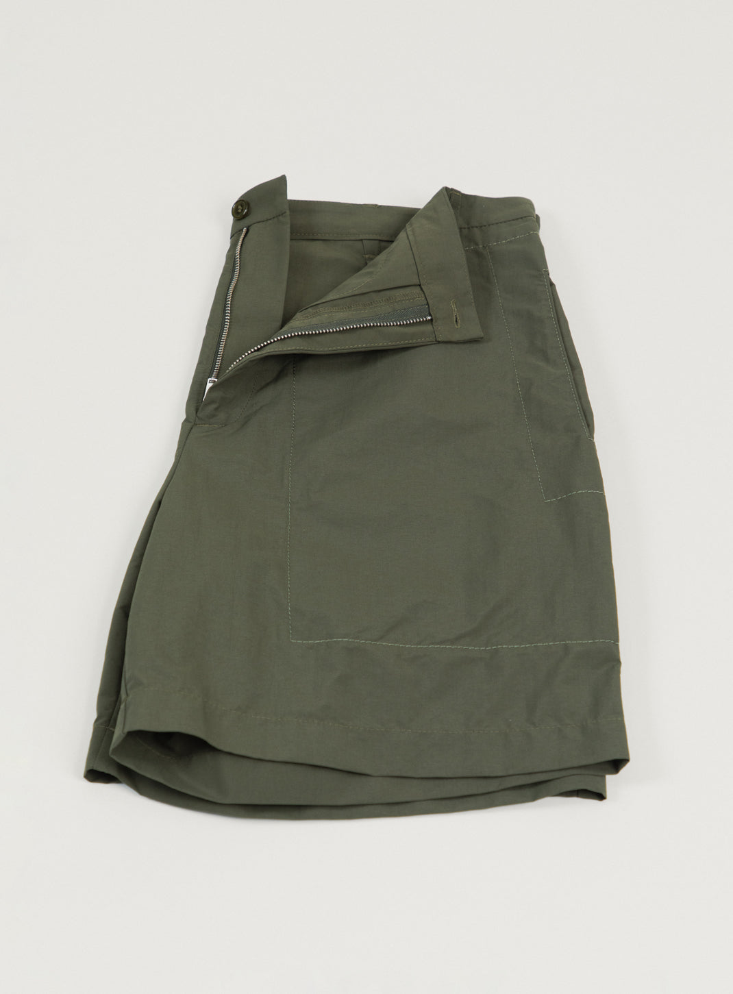 Stitched Bermuda Shorts in Olive Technical Poplin