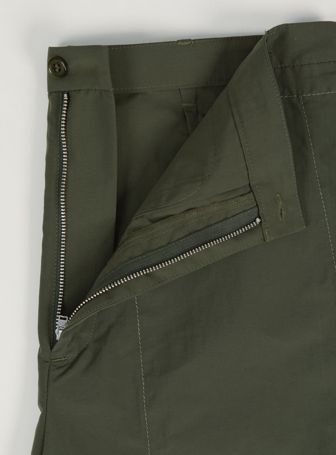 Stitched Bermuda Shorts in Olive Technical Poplin