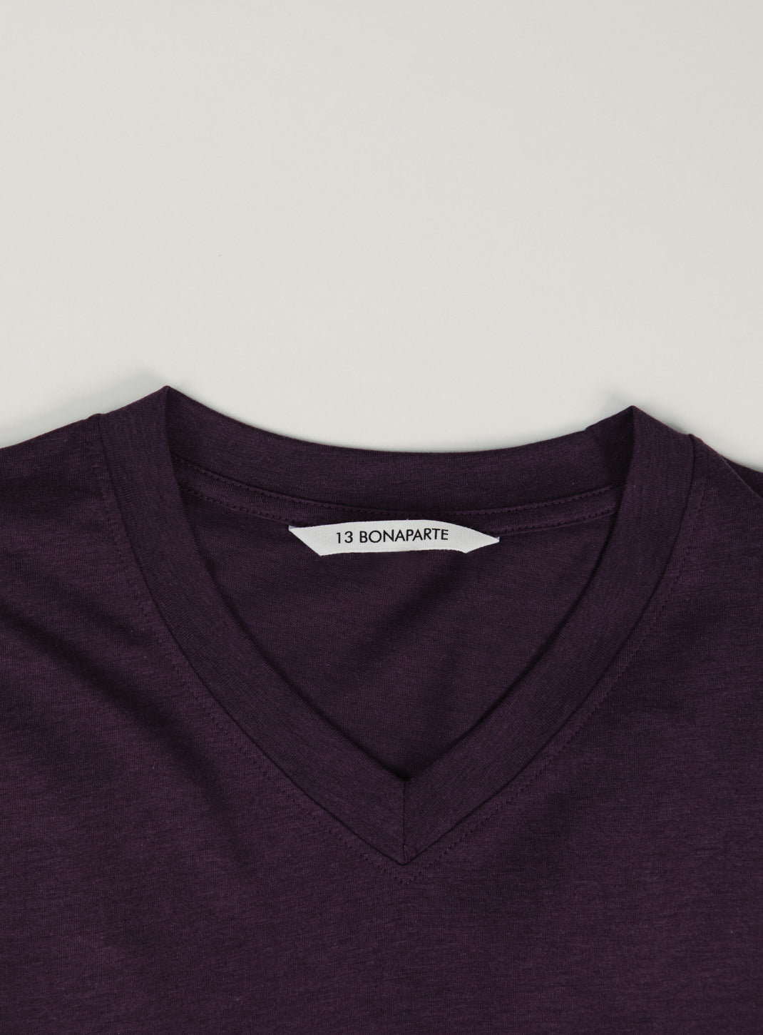 V Neck Short Sleeve T-Shirt in Eggplant Eucalyptus & Cotton