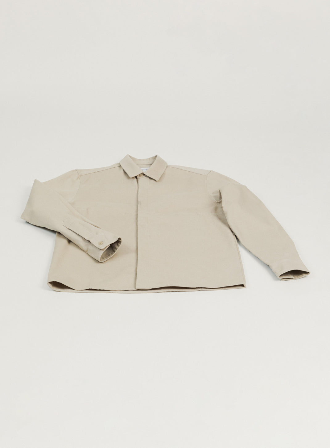 Overshirt with Front Cuts in Ivory Canvas