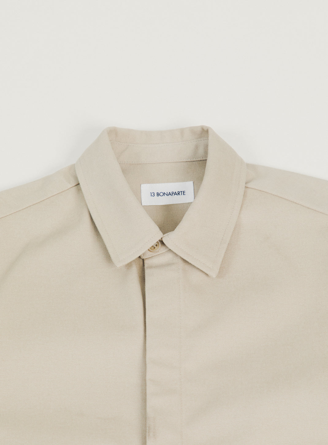 Overshirt with Front Cuts in Ivory Canvas