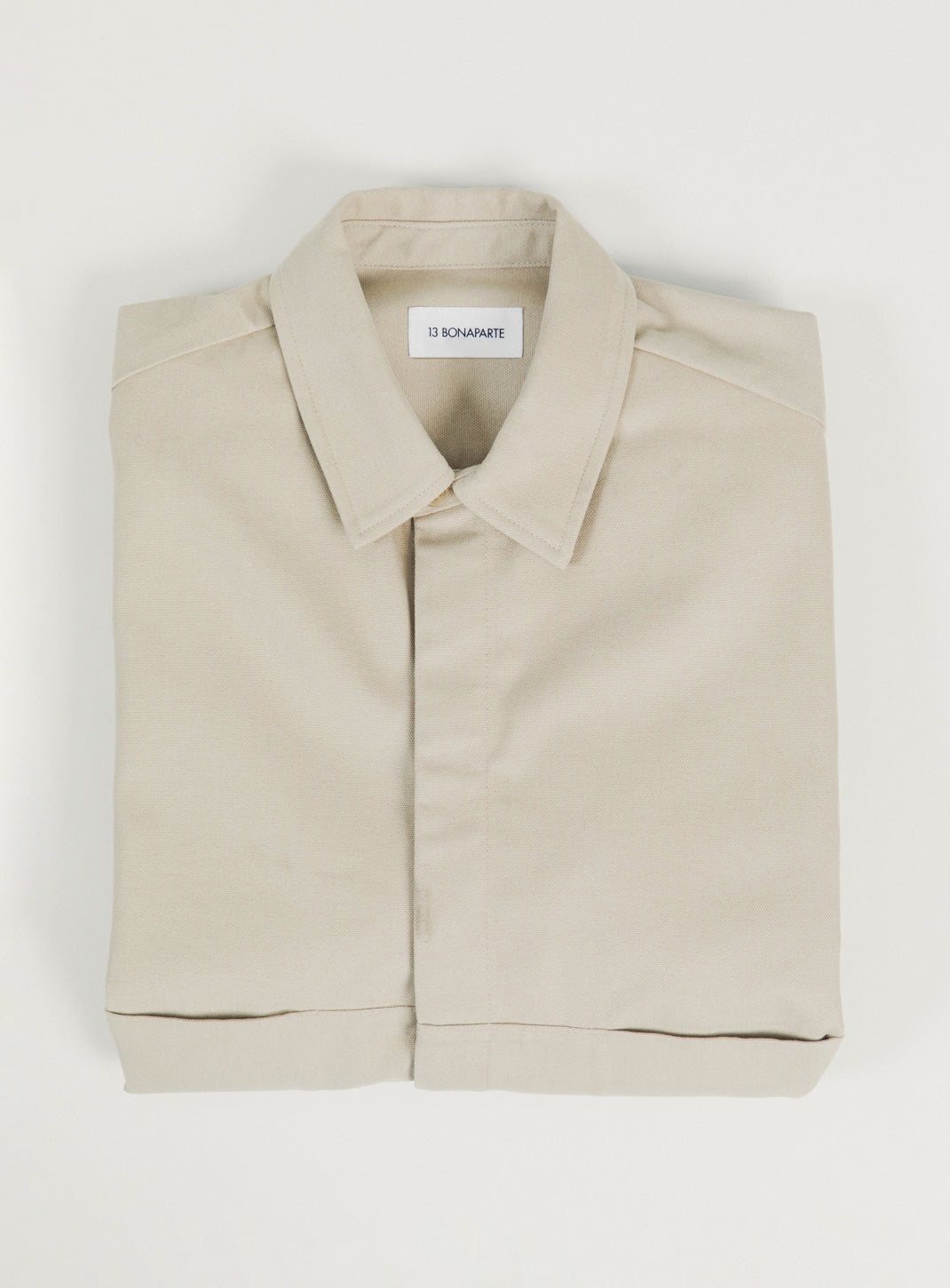 Overshirt with Front Cuts in Ivory Canvas