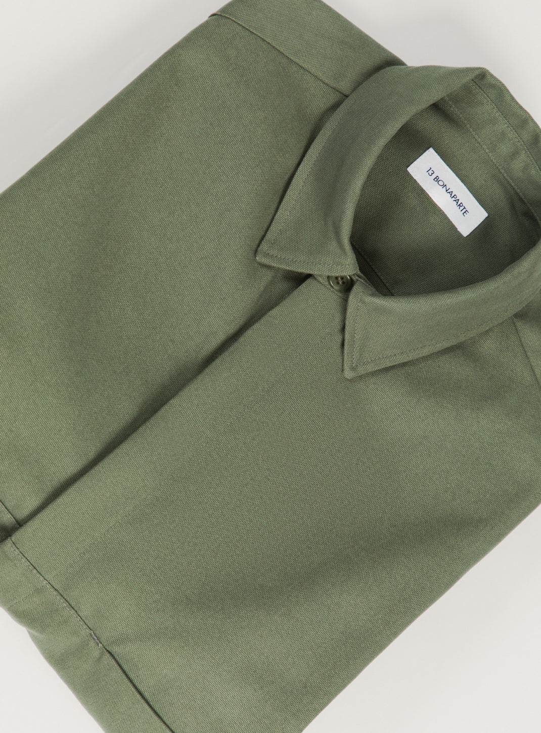 Overshirt with Front Cuts in Olive Canvas
