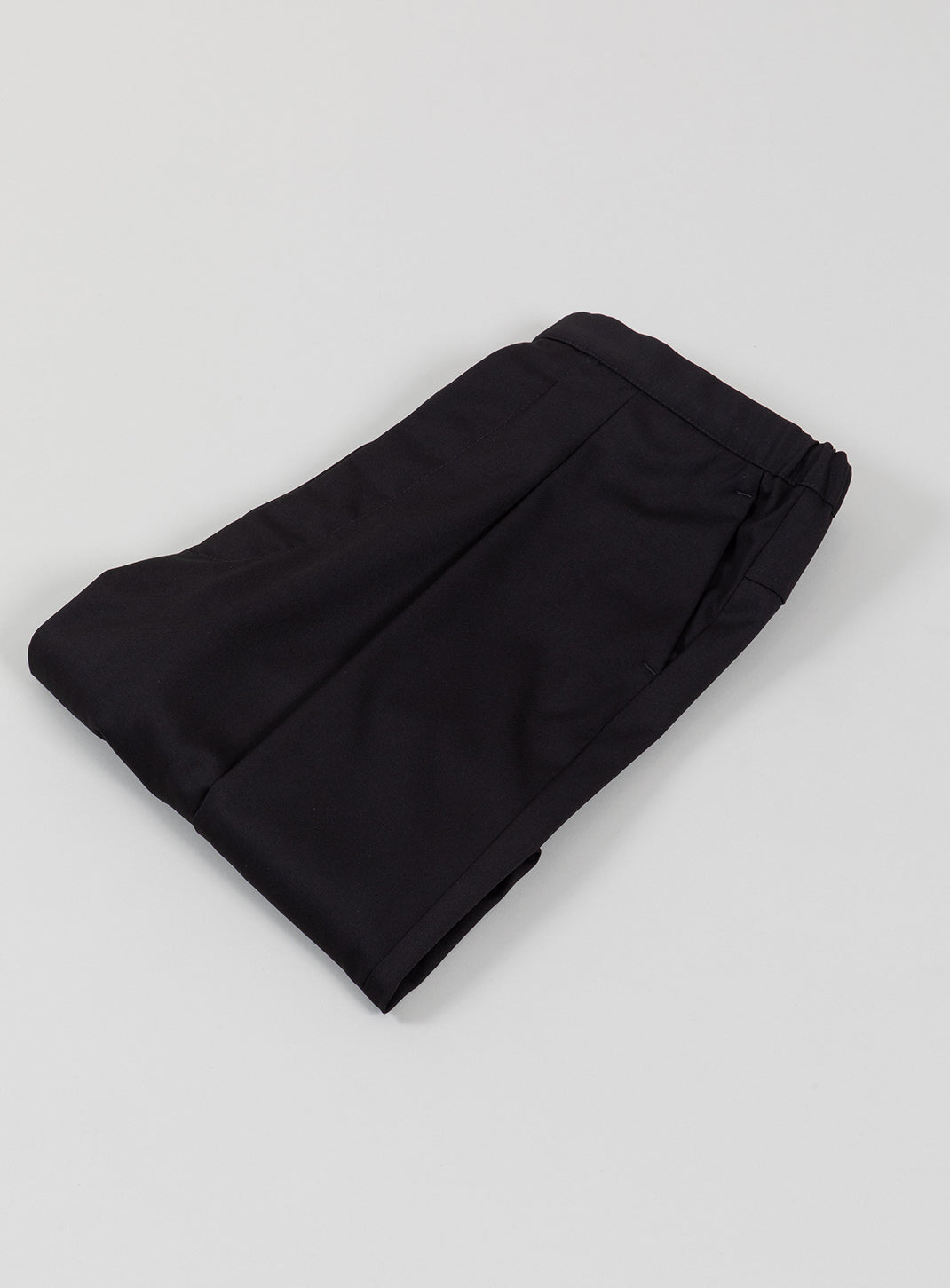 Lace Waist Pants with Deep Pleats in Black Serge
