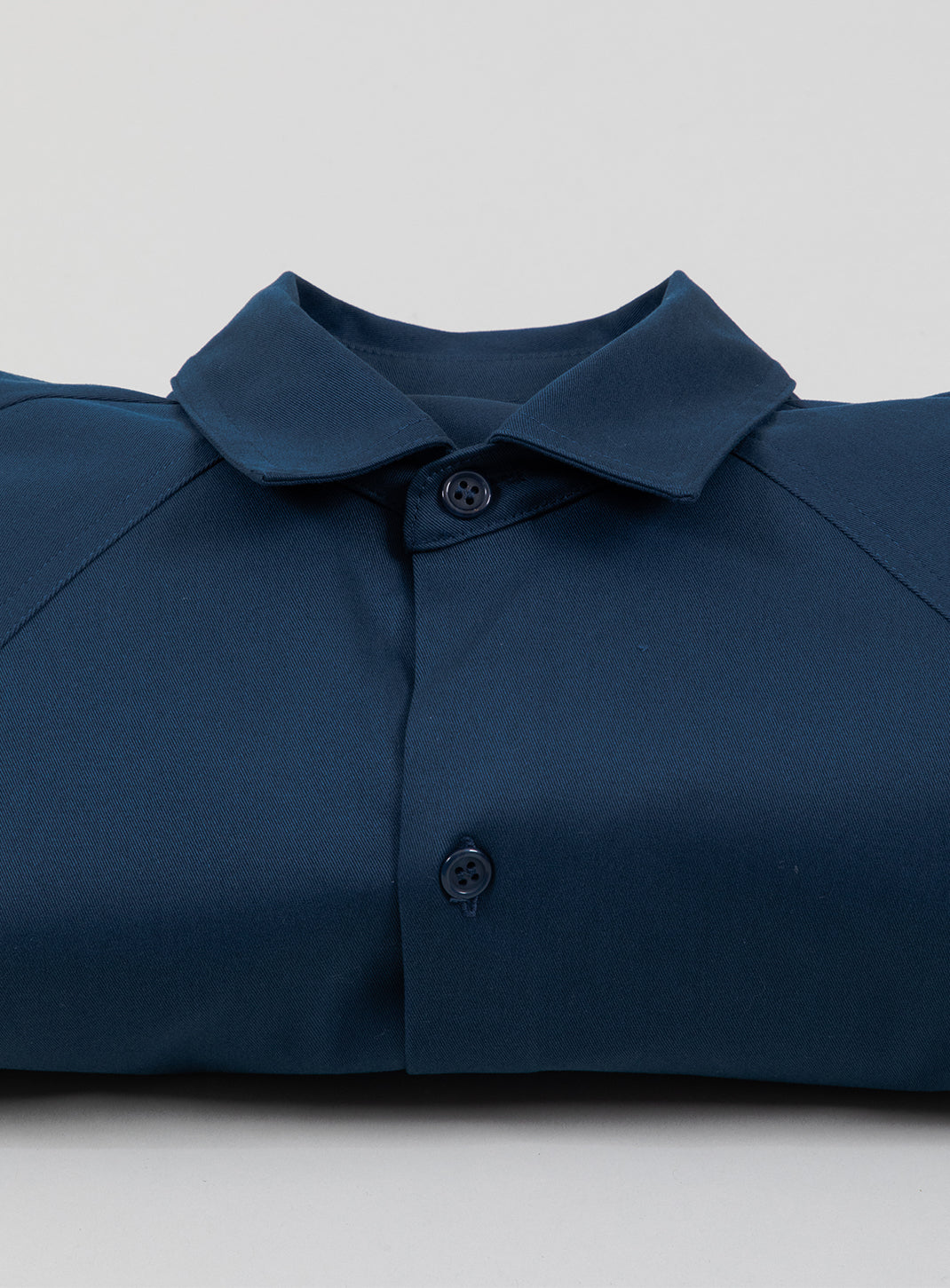 Raglan Sleeve Overshirt in Petrol Blue Cotton Gabardine