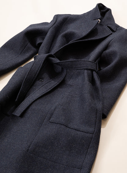 Manteau Peignoir en 100% Laine d'Italie Bleu Marine