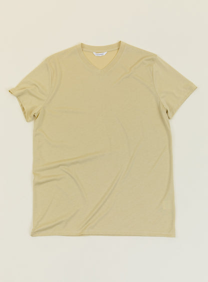 T-Shirt à Manches Courtes avec Col V en Eucalyptus & Coton Gingembre