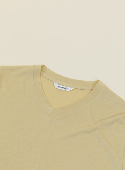 T-Shirt à Manches Courtes avec Col V en Eucalyptus & Coton Gingembre