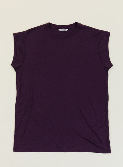 T-Shirt Sans Manches en Eucalyptus & Coton Aubergine